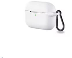 CHPN - Wit AirPods Pro hoesje met karabijnhaak - Hoesje geschikt voor AirPods pro - Siliconen Beschermhoesje - Airpodshoesje - Geschikt voor Apple AirPods pro - Wit