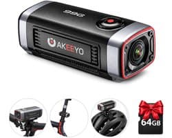AKEEYO 710 Lite - Dashcam voor Motor en Fiets - 2K - IP66 Waterdicht - Wifi met App - 1800mAh Accu tot 7,5 Uur - Parkeerbewaking - Inclusief 64GB SD-kaart
