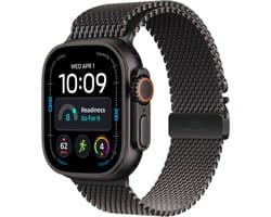 Apple Watch Ultra 4 49mm Zwart (Zwarte Milanese Band L)