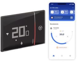 SXG8002 Smarther2 Intelligente wifi-thermostaat met, inbouwthermostaat, programmeerbaar, aan-/uit-bediening, ook met app, en, weergave van de luchtvochtigheid, zwart
