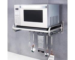 Magnetron Opbergrek - Keukenplank - Keuken Organiseren - Roestvrij Staal - 53 cm - Zilver