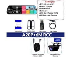 Dashcam voor Auto - 10 Inch Touchscreen Spiegelcamera - 1080P AHD Dashcam met Nachtzicht - G-Sensor - Parkeermodus - Groothoek 170° - Inclusief 6M RCC Achteruitrijcamera - Zwart