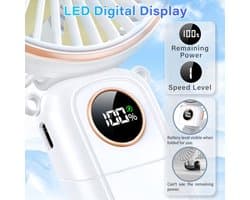 Draagbare Oplaadbare Ventilator met 180° Verstelbare Vouwfunctie - 6-snelheden, Stille Handventilator, USB Oplaadbaar, Weergave van Batterijniveau