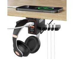 Koptelefoonhouder met USB-oplader en Smart Watch Dock - Hoofdtelefoonstandaard met 3-poorts Laadstation