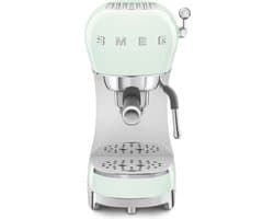 SMEG ECF02PGEU Handmatige Espressomachine - Pistonmachine - 15 Bar - Thermoblock - Stoompijp - Geschikt voor Gemalen Koffie & E.S.E. Pads - '50s Style - Watergroen