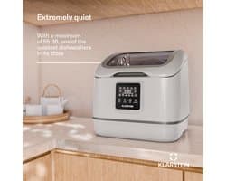 Klarstein SilentScrub tafelmodel vaatwasser - compacte en draagbare tafelmodel vaatwasser voor 3 couverts, 7 programma's en digitaal touchscreen - stille werking met 55 dB