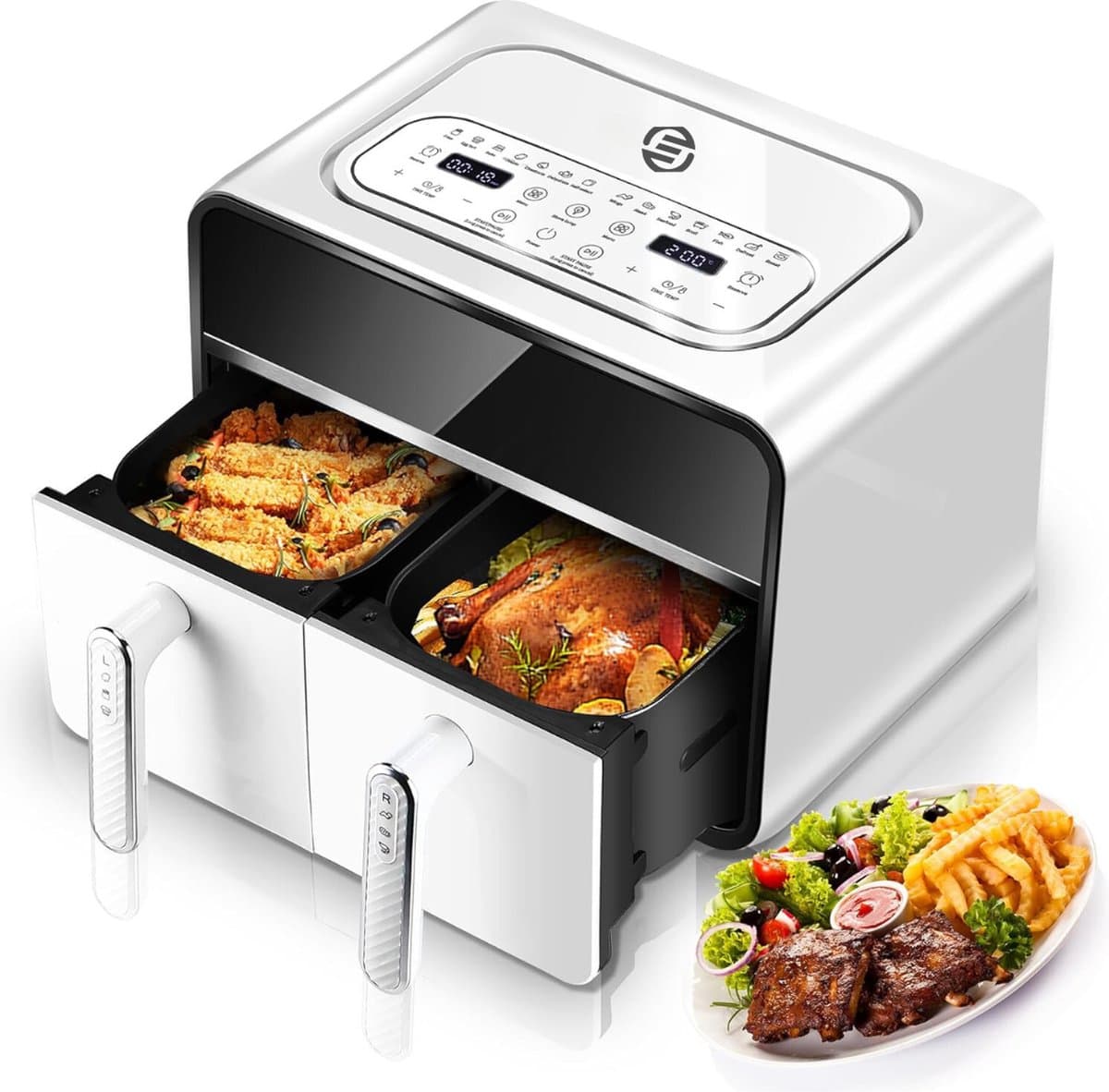 Equivera Dubbele Airfryer - Dubbele Mand - Dual Cook - Heteluchtfriteuse - Verschillende Programma's - Dual Zone - Mega — afbeelding 1