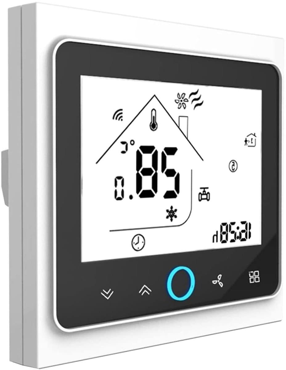 Slimme Thermostaat - Kamerthermostaat Verwarming Koeling - Comfort Thuis Creëren - 05 Graden Nauwkeurigheid - 86x86mm - Zwart Wit — afbeelding 1