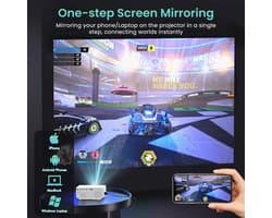 SnelShoppen - Mini Beamer WiFi Bluetooth Full HD 1080P, 4K Home Cinema, 300'' Display, Zoomfunctie, Compatibel met Smartphone/HDMI/USB/Laptop/Fire Sti