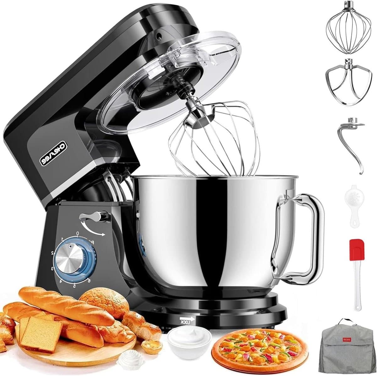 Keukenmachine - Foodprocessor Mixer - Bakken en Koken - 6+P Snelheden - 7.2L Kom - Zwart — afbeelding 1