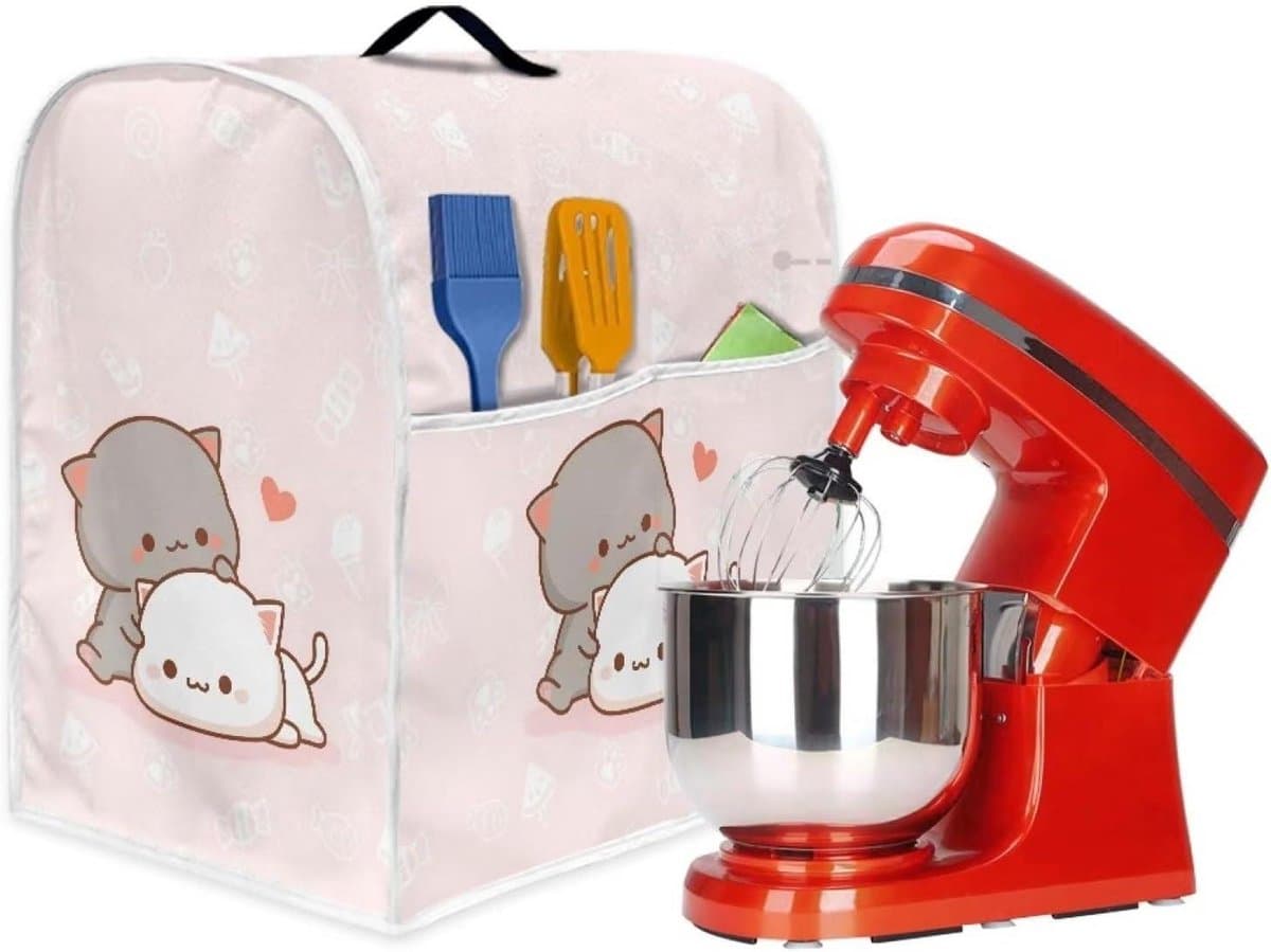 Mixerhoes Keukenmachine - Apparaathoes Mixer - Keuken Organiseren - Met Opbergvak - 37 cm hoog - Kattenprint — afbeelding 1
