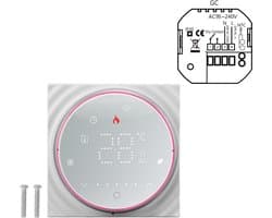 Slimme Thermostaat - Programmeerbaar Display - Verwarming Regelen - Precieze Temperatuur - 13mm Dun Paneel - Wit