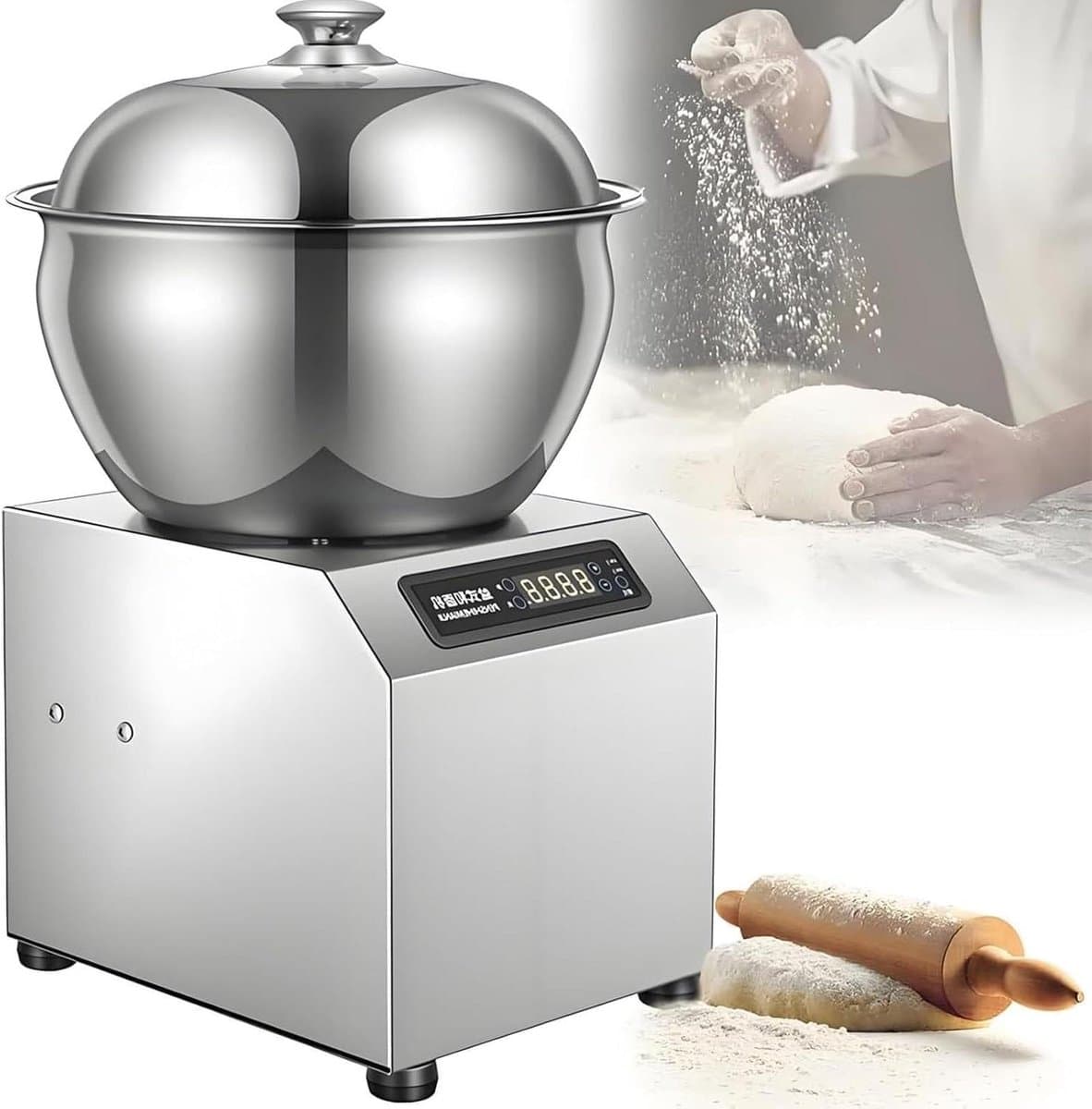 Elektrische Deegmachine - Kneedmachine Mixer - Brood Pasta Maken - Dubbele Rotatie - 5/8 kg - Zilverkleurig — afbeelding 1
