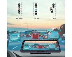 Dashcam voor Auto - 10" 4G Android 8.1 Dashcam - GPS Navigatie, Dual 1080P Camera - ADAS Rijhulp - Parkeermodus - Achteruitrijcamera - WiFi - Bluetooth - G-Sensor - Loop Recording - Zwart