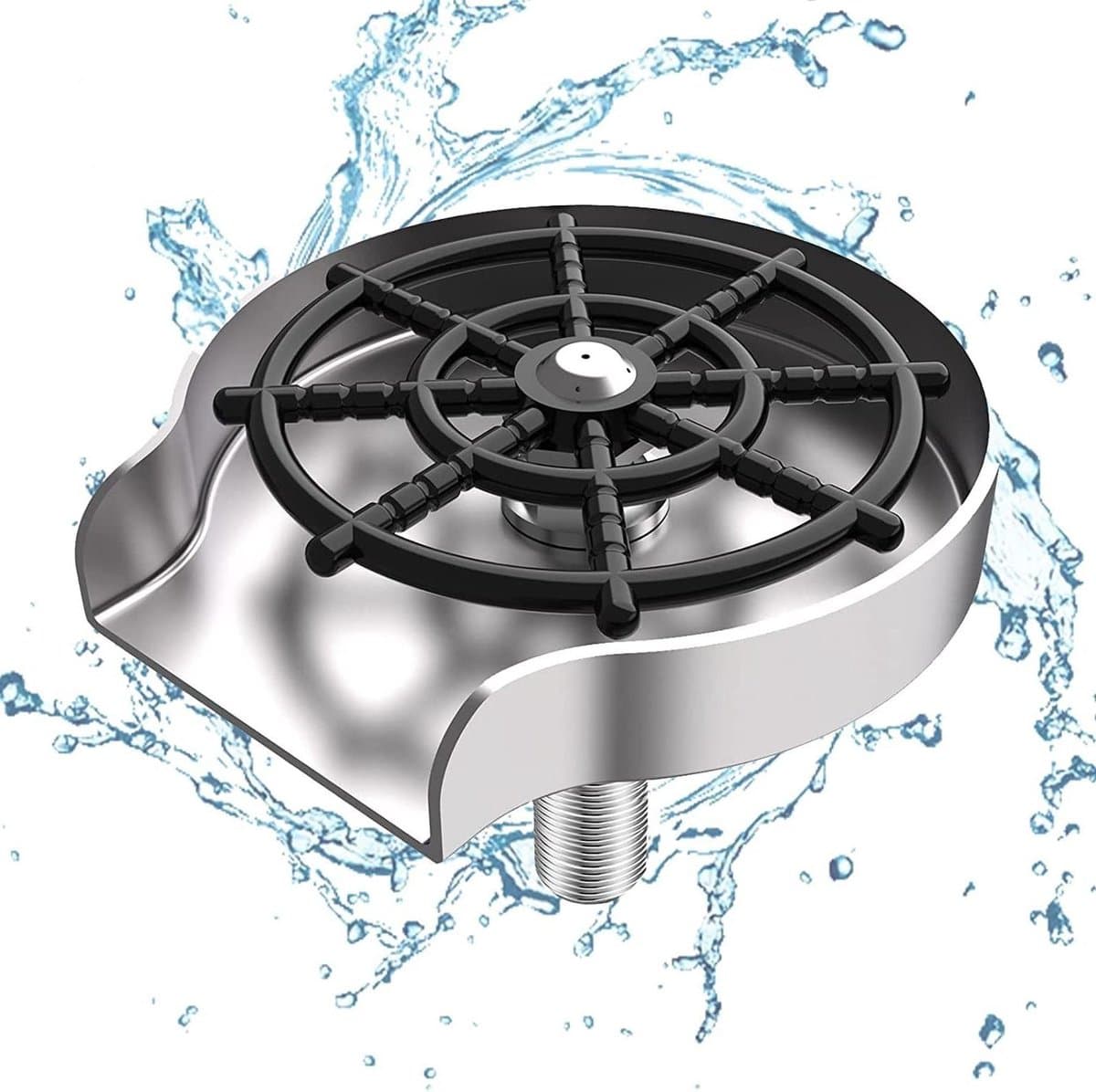 Glazenspoeler Keuken - Bekerwasser Spoelbak - Snel Glazen Wassen - Hoge Druk Nozzle - 80 cm slang - Zilver — afbeelding 1