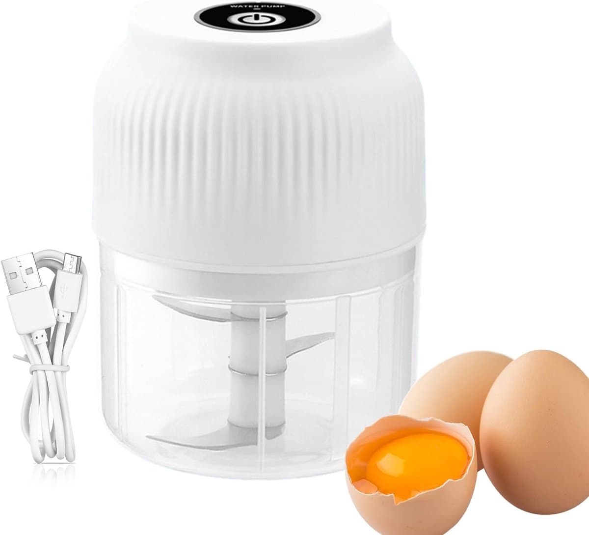 Mini Keukenmachine - Elektrische Hakker - Eten Bereiden - USB Oplaadbaar - 300 ml - Wit — afbeelding 1