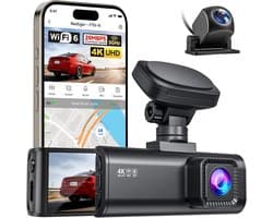 Dashcam Auto Voor en Achter - 4K UHD - WiFi 5.8GHz - GPS - Nachtzicht - 24 Uur Parkeerbewaking