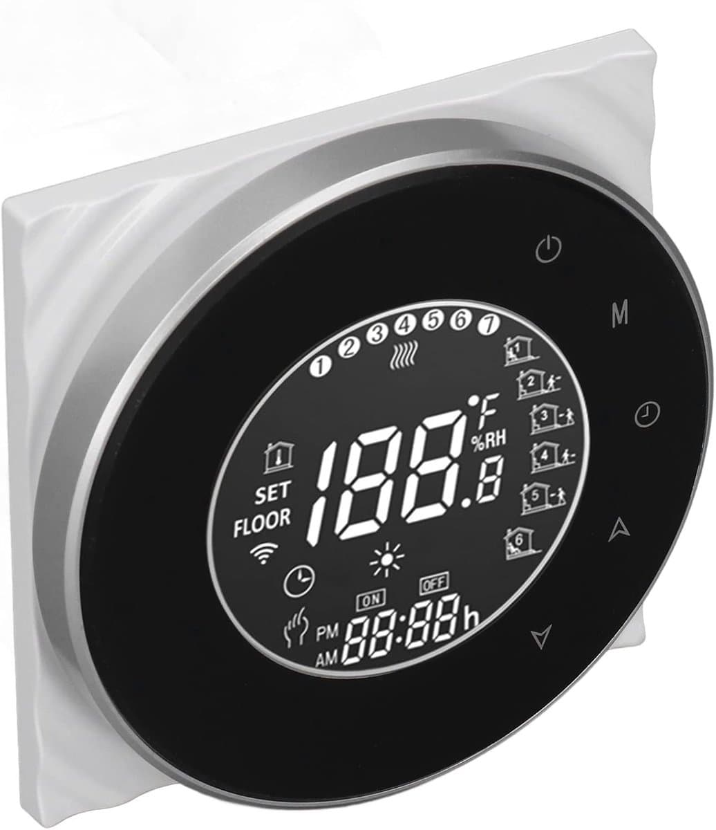 Slimme Thermostaat - Vloerverwarming Bediening - Energie Besparen - App & Spraak Bediening - 95-240VAC - Zwart — afbeelding 1