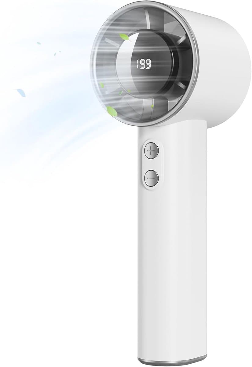 Handventilator oplaadbaar – 199 snelheden – USB tafelventilator met LED display – 3000mAh — afbeelding 1