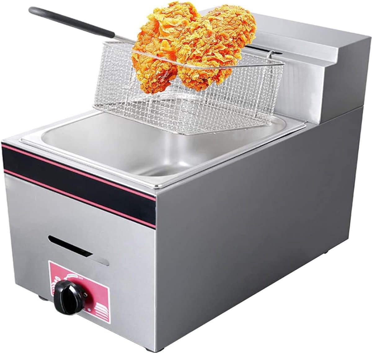 Gasfriteuse Roestvrij Staal - Friteuse 10L - Frituren Thuis - Instelbare Vuurkracht - 470 mm x 290 mm - Zilver — afbeelding 1