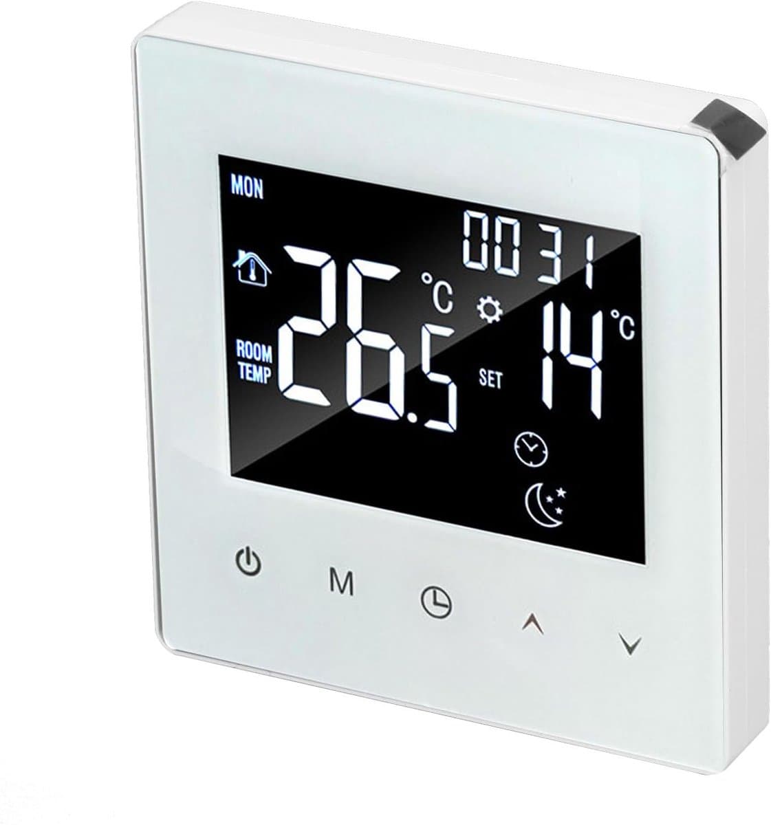 Digitale Thermostaat - Temperatuurregelaar Vloerverwarming - Energie Besparen - Programmeerbaar LCD Scherm - 89x86mm - Wit — afbeelding 1