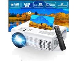 Yowhick - Beamer - Projector Beamer - Mini Meamer - 1080P - Automatische focus - met WiFi - 5G+2.4G Wireless Connection - Wit