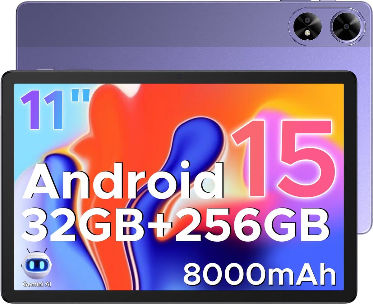 DOOGEE Tab G6+-Tablet-Android 15-11 inth FHD+ 90Hz- 4G LTE-32GB ROM+256GB ROM(2TB TF)-Unisoc T7280-8000mAh/18W-Dubbele luidsprekers-Widevine L1-Face ID-Paars — afbeelding 1