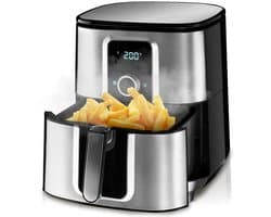 tectake® Airfryer Heteluchtfriteuse XXL - 90% Minder Olie, 10,2 L Inhoud - Touchscreen Display - 8 Programma's - Vet- en Olievrij - Inclusief Accessoires en Receptenboekje - Zilver