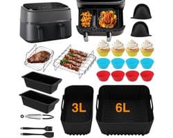 28 stuks Airfryer-accessoires, accessoireset Geschikt voor Philips Dual Basket Airfryer 3000/5000 serie (6 l/3 l), Dual Easy 5,2 l/3,1 l, siliconen vormen, grillrooster, bakvorm, keuken — afbeelding 1