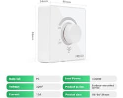 Jadeshay Fan Speed Controller Speed Controller 230V 86 Ceiling Type 10A Speed Controller Fan Wall Mounted LED Dimmer 230V 220V