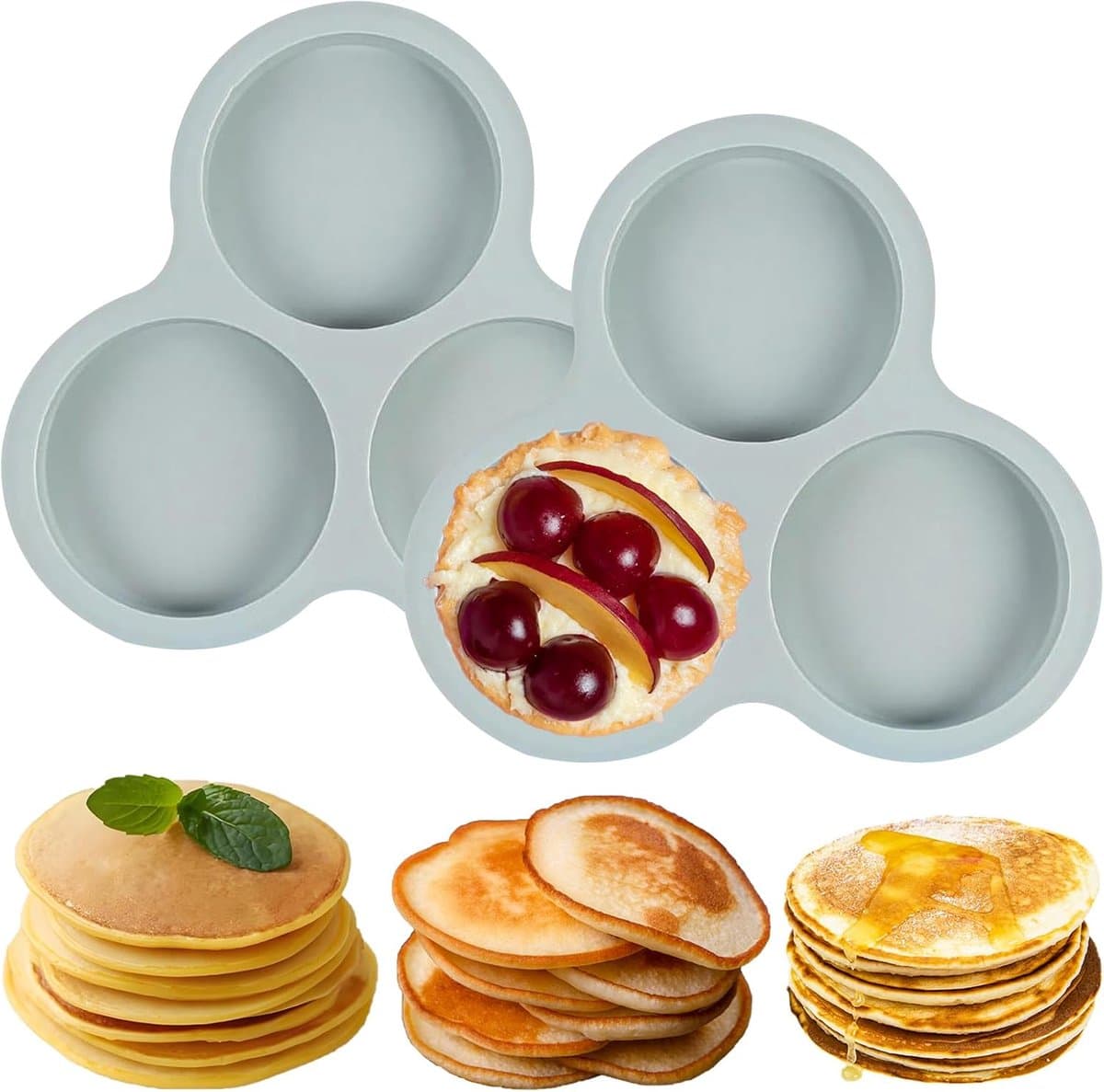Oneay 2-delige set - Siliconen ovenvormen voor airfryers, antiaanbakvormen voor hamburgerbroodjes, ronde eiervormen voor ontbijtsandwiches, taarten en cakes — afbeelding 1