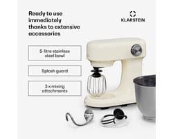 Klarstein Keukenmachine Bella Evo 1500W keukenrobot – 5 liter roestvrijstalen kom, 12 snelheden, planetaire mixfunctie, pulsefunctie, deeghaak, klopper en garde, keukenrobot voor bakken, room - voor Keuken - Knetmaschine - Rührmaschine
