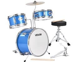 VEVOR Drumset 3-Delig Drumstel voor Kinderen met 14-Inch (35,6 Cm) Bastrommel Blauw