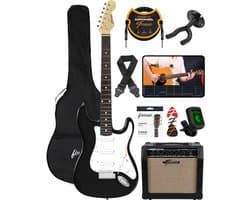 Finesse Elektrische Gitaar met Versterker - met Videocursus - Gitaar - Volwassenen - Kind - Zwart