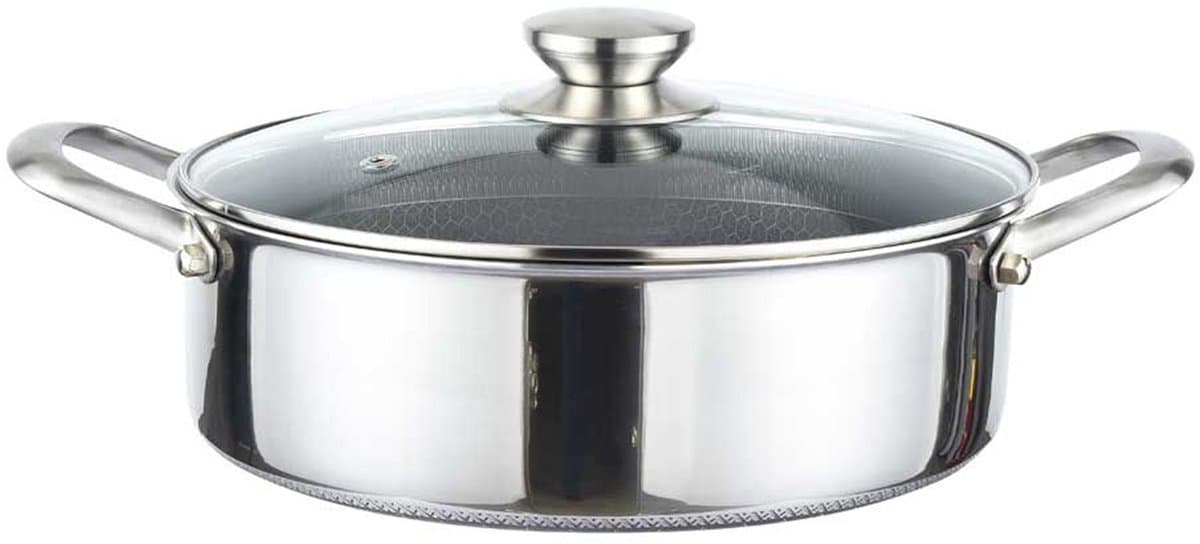 Cheffinger, Sauteerpan 28 cm met honingraatcoating, deksel en roestvrijstalen handgrepen, Zilveren — afbeelding 1