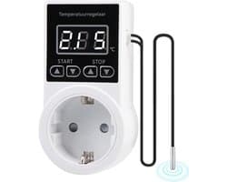 GELLDG Temperatuurregelaar - met schakelaar - 250V temperatuurregelaar - met sensor - waterdichte thermostaat/verwarming - slimme thermostaatfitting - Thermostaat - geschikt voor kassen, glazen containers, aquaria en kiemverwarmers