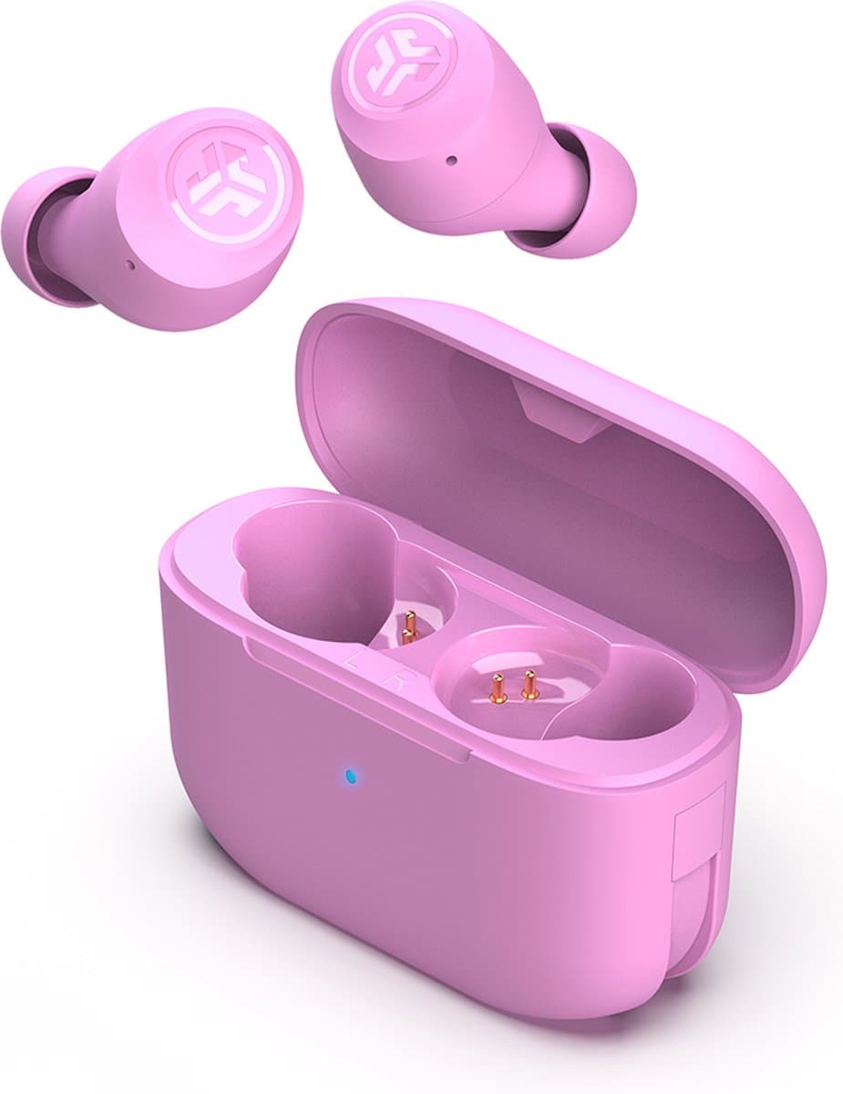 JLab Go Pop Draadloze Oordopjes - Bluetooth Oortjes Draadloos - 35 uur Batterijduur - Be Aware Audio - Met Microfoon - Geschikt voor Android en Apple - Roze — afbeelding 1