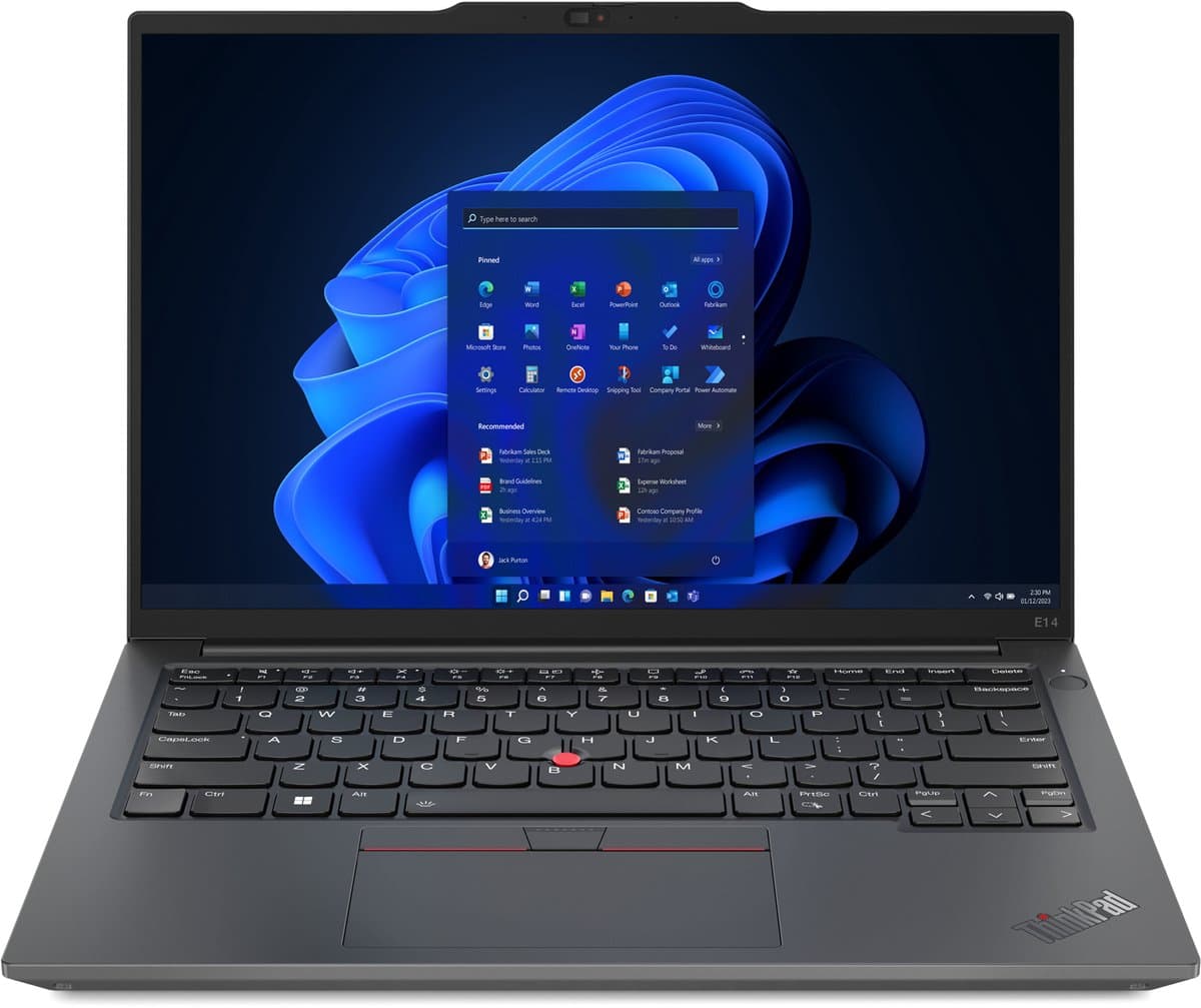 Lenovo ThinkPad E14 Gen 5 (Intel) Intel® Core™ i7 i7-1355U Laptop 35,6 cm (14") Touchscreen WUXGA 16 GB DDR4-SDRAM 512 GB SSD Wi-Fi 6 (802.11ax) Windows 11 Pro Amerikaans Engels Grafiet, Zwart — afbeelding 1