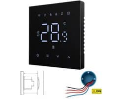 Inbouw Thermostaat | Wifi | Touchscreen bediening | Inbouw | Programmeerbaar | Tuya Smart Life | Google Home Alexa | Zwart