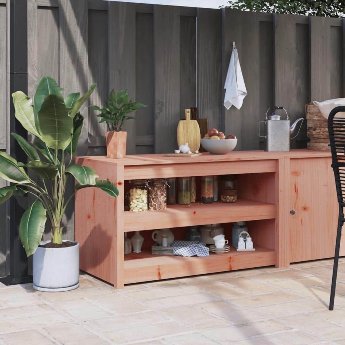 Houten Buitenkeuken Kast - Tuin Terras Opbergkast - Buiten Koken Opslag - Modulair Ontwerp Douglas - 106x55x64 cm — afbeelding 1