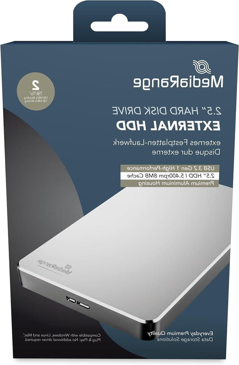 Externe Harde Schijf - Opslagstation - Bestanden Archiveren - Aluminium Behuizing - 2 TB - Zilver — afbeelding 1