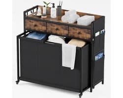 Wasmand Organizer - Waskarre met Wielen - Sorteren en Opslaan - Met Plank en Laden - 138 Liter