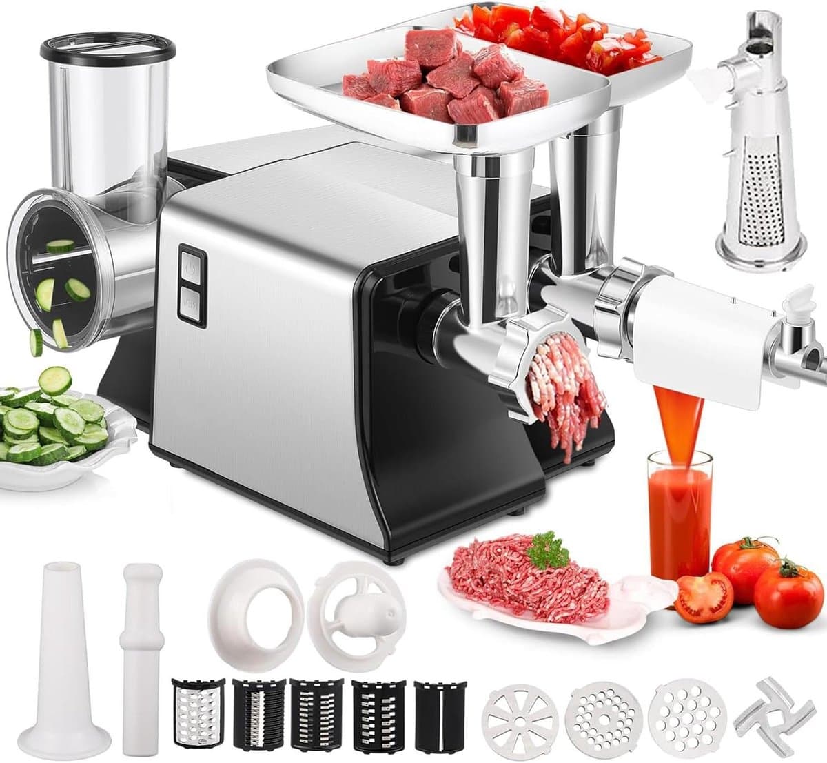 Efficiënte elektrische keukenmachine - Rasp, snijder en hakselaar voor snelle maaltijdbereiding en verse salades - Ideaal voor thuiskoks — afbeelding 1
