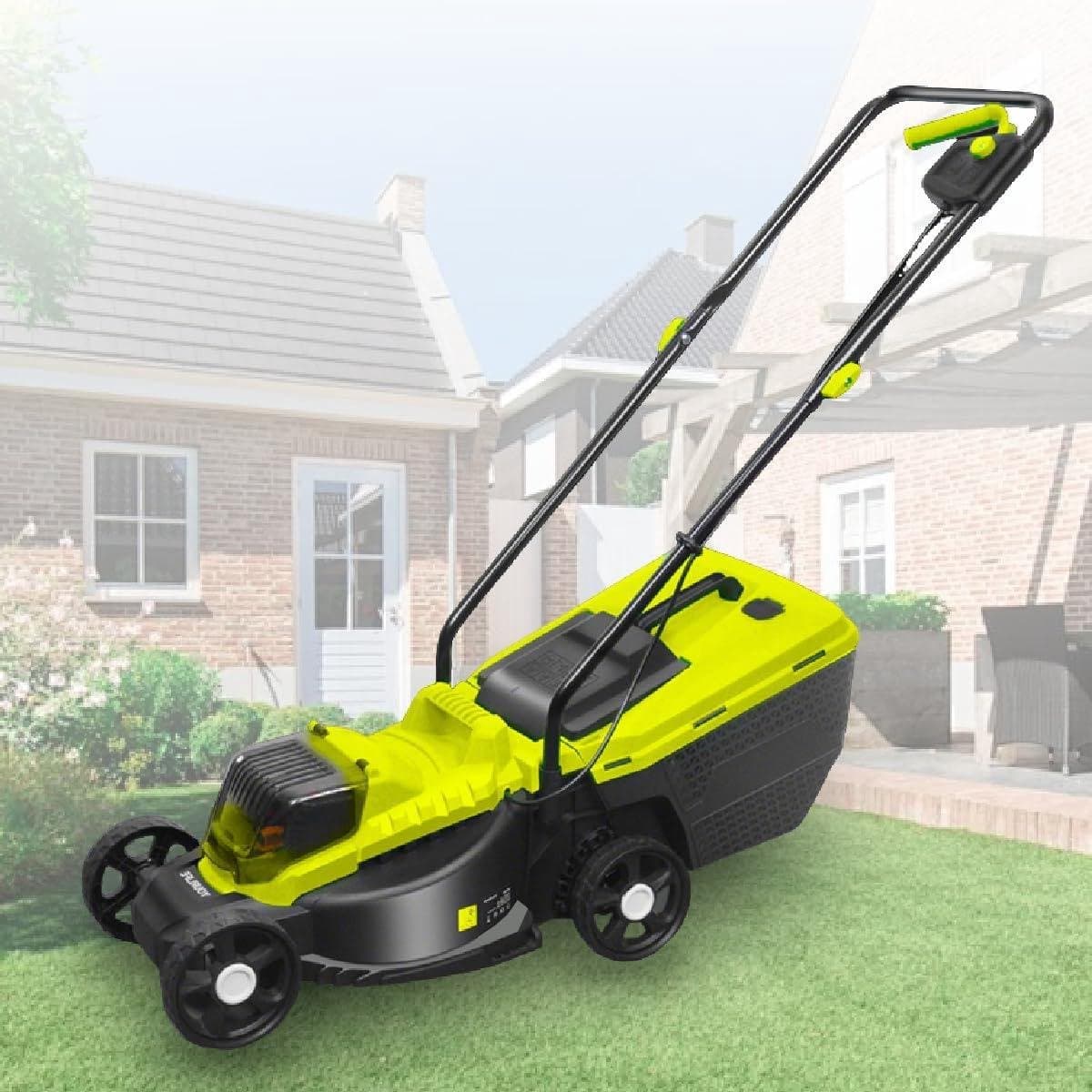 Elektrische Grasmaaier - Accu Grasmaaier - Gazon Onderhoud - Borstelmotor 40V - 33 cm Snijdbreedte - Groen Zwart — afbeelding 1