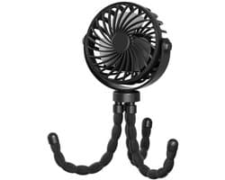 Kraftverdia® kinderwagenventilator, Draagbare oplaadbare ventilator, autostoeltjes clip-on ventilator ultrastil 360° draaibaar persoonlijke USB-bureauventilator voor auto/kinderwagen/fiets/camping/BBQ/gym