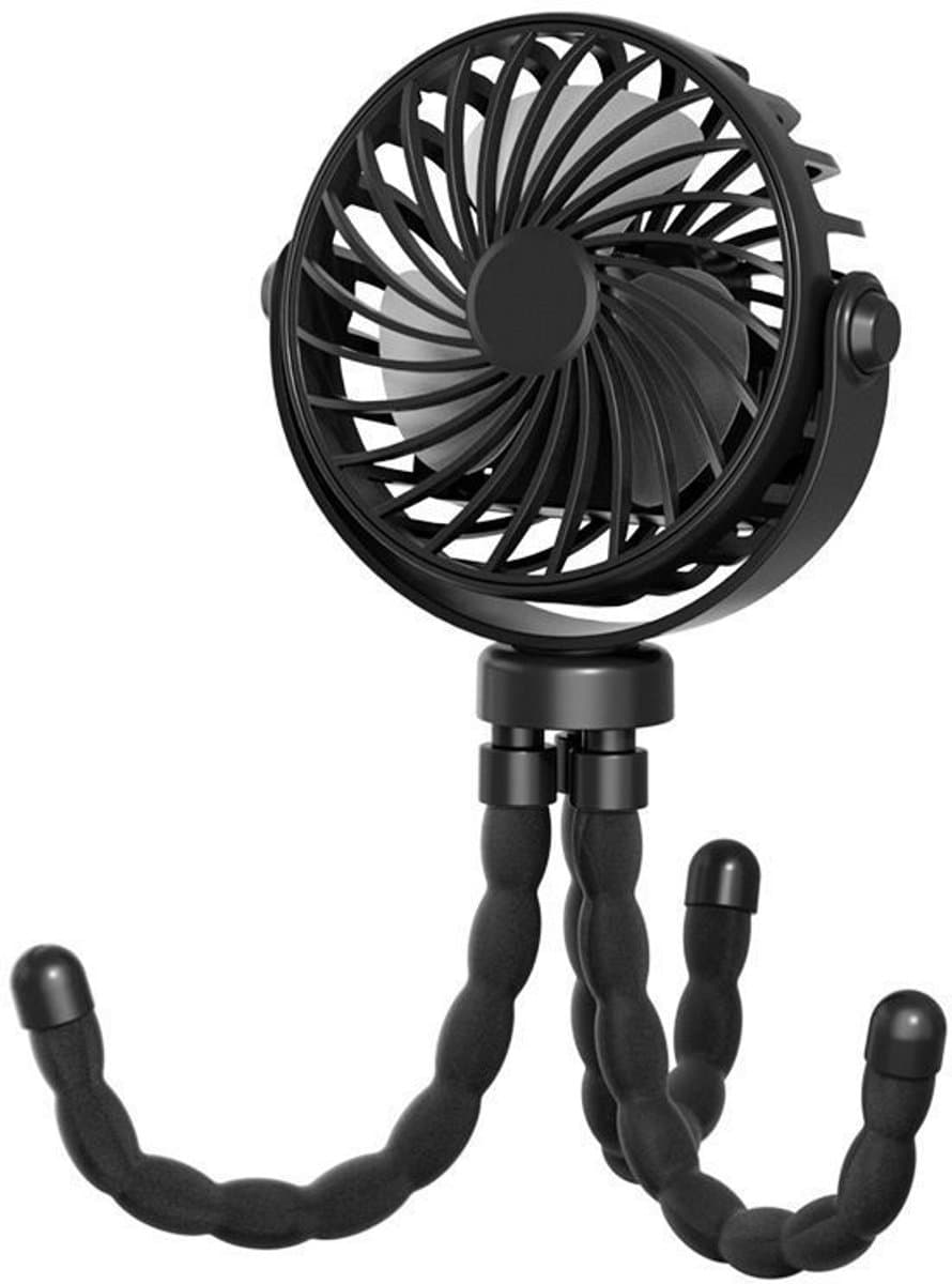 Kraftverdia® kinderwagenventilator, Draagbare oplaadbare ventilator, autostoeltjes clip-on ventilator ultrastil 360° draaibaar persoonlijke USB-bureauventilator voor auto/kinderwagen/fiets/camping/BBQ/gym — afbeelding 1