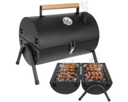 MOZY® - Tafel Barbecue - Zwart - Inclusief Thermometer - met Aslades - Handvat - Compact - Camping Barbecue - Tafelbarbecue - Houtskoolbarbecue