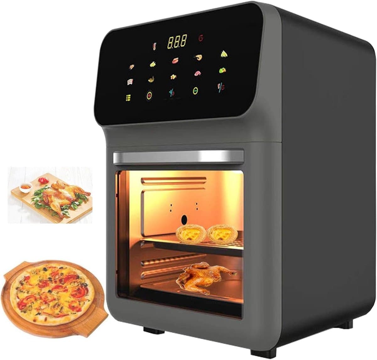 Zichtbare Heteluchtfriteuse - Grote Airfryer - Snel Bakken - Binnenverlichting - 15 Liter Capaciteit - Zwart — afbeelding 1