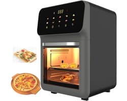 Zichtbare Heteluchtfriteuse - Grote Airfryer - Snel Bakken - Binnenverlichting - 15 Liter Capaciteit - Zwart