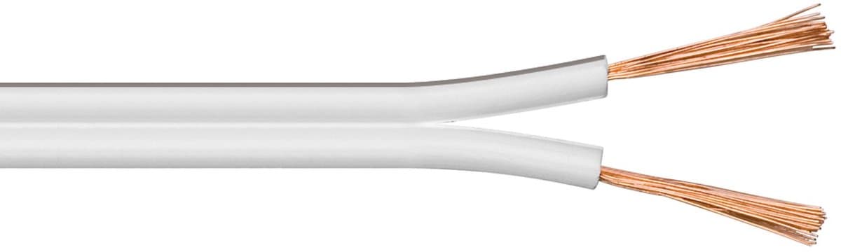 Goobay luidsprekerkabel 10 m wit op rol, 2 x 2,5 mm² CCA-aders met polariteitsmarkering, flexibele PVC-mantel voor hifi en home cinema — afbeelding 1